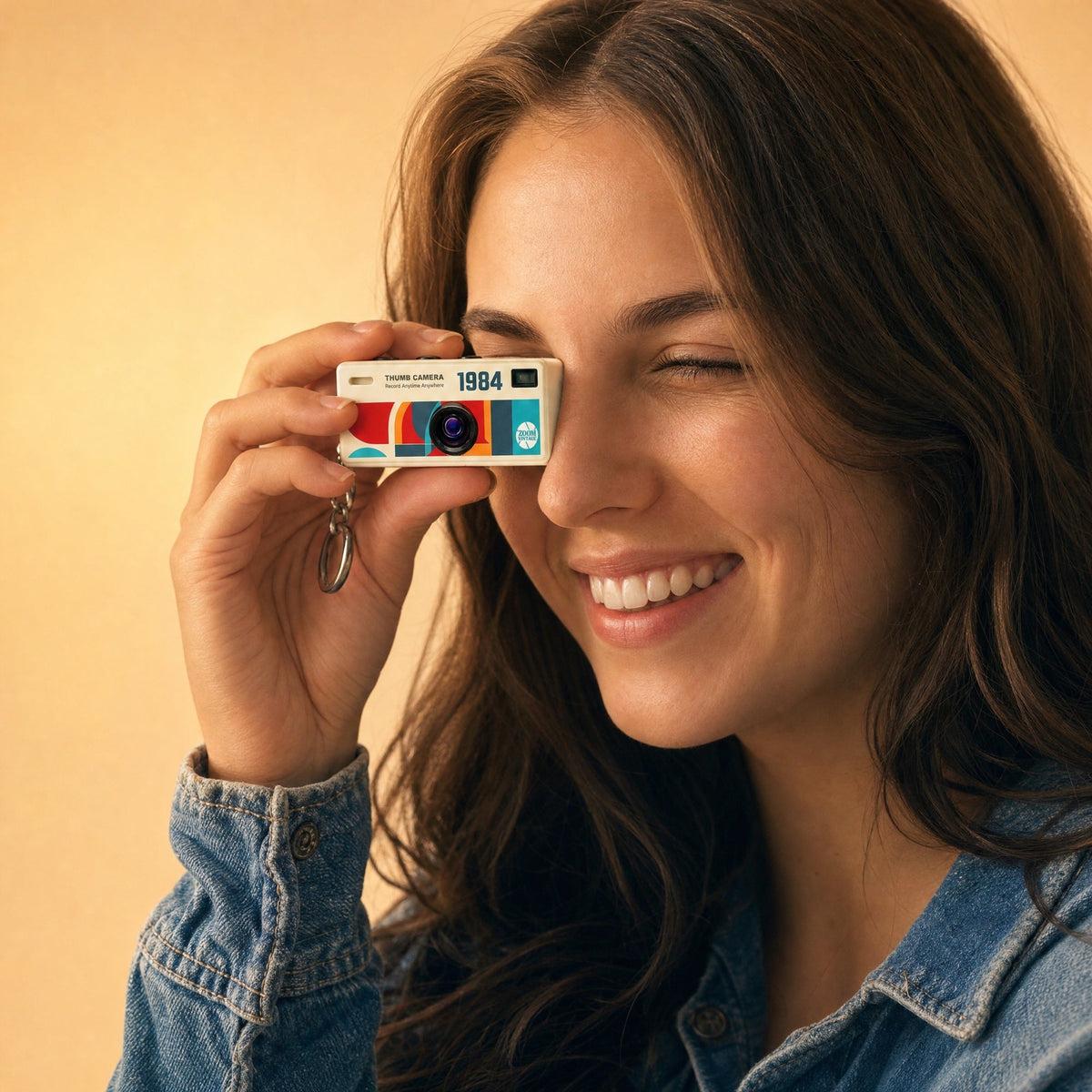 Woman using the ZoomVintage RetroShot camera